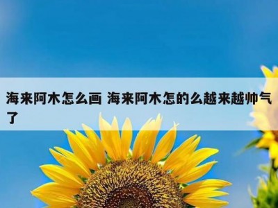 海来阿木怎么画 海来阿木怎的么越来越帅气了