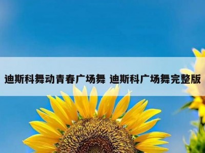 迪斯科舞动青春广场舞 迪斯科广场舞完整版