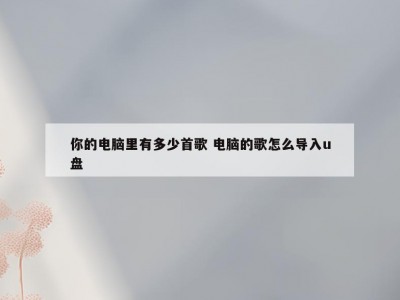 你的电脑里有多少首歌 电脑的歌怎么导入u盘