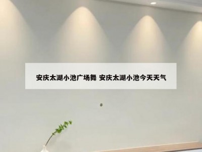 安庆太湖小池广场舞 安庆太湖小池今天天气