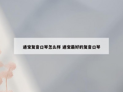 通宝复音口琴怎么样 通宝最好的复音口琴