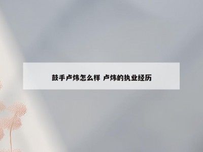 鼓手卢炜怎么样 卢炜的执业经历