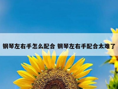 钢琴左右手怎么配合 钢琴左右手配合太难了