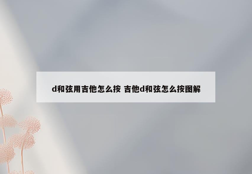 d和弦用吉他怎么按 吉他d和弦怎么按图解