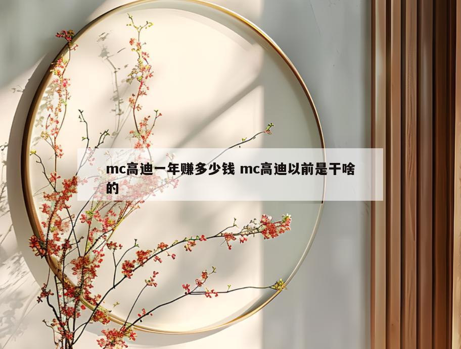 mc高迪一年赚多少钱 mc高迪以前是干啥的