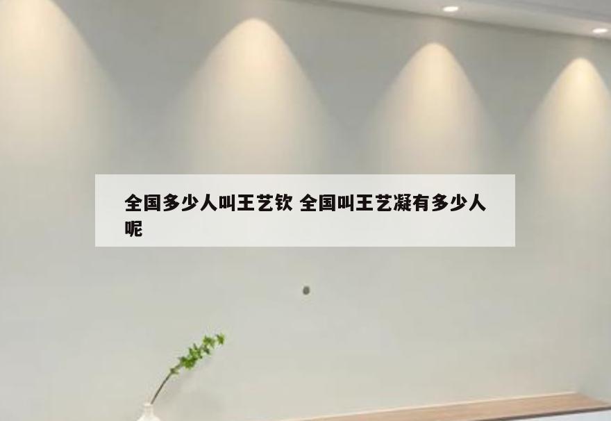 全国多少人叫王艺钦 全国叫王艺凝有多少人呢