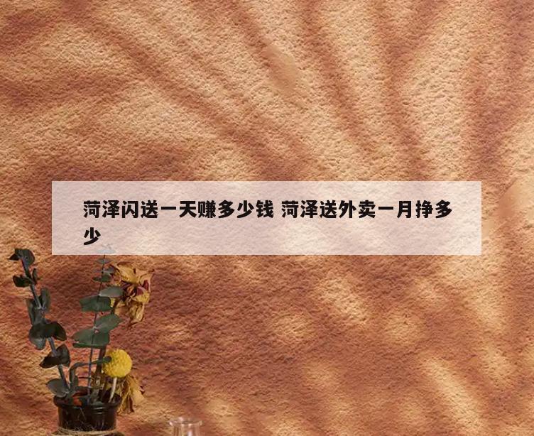 菏泽闪送一天赚多少钱 菏泽送外卖一月挣多少